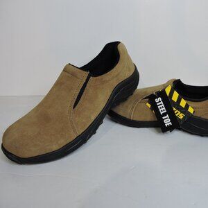 Brazos men's slip on suede leather safety shoes size 9 US brand new